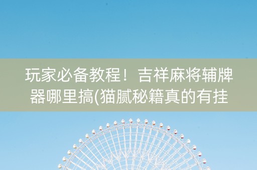 玩家必备教程！吉祥麻将辅牌器哪里搞(猫腻秘籍真的有挂)