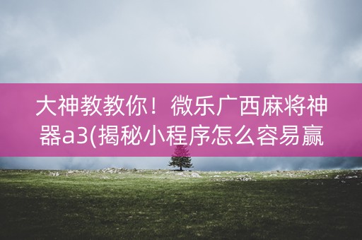 大神教教你！微乐广西麻将神器a3(揭秘小程序怎么容易赢)
