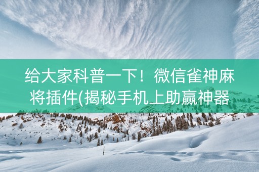 给大家科普一下！微信雀神麻将插件(揭秘手机上助赢神器购买)