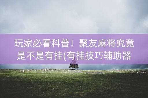 玩家必看科普！聚友麻将究竟是不是有挂(有挂技巧辅助器)