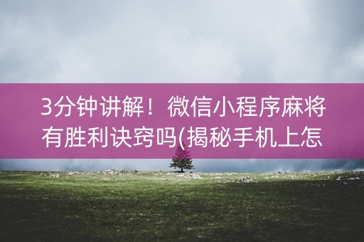 3分钟讲解！微信小程序麻将有胜利诀窍吗(揭秘手机上怎么容易赢)