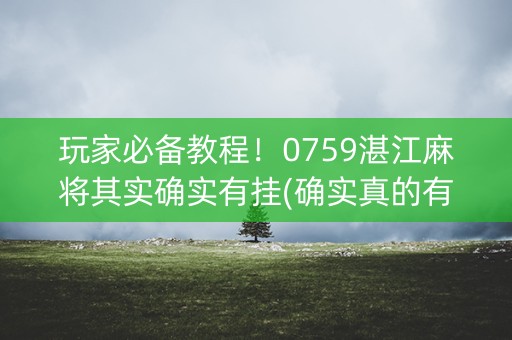 玩家必备教程！0759湛江麻将其实确实有挂(确实真的有挂)