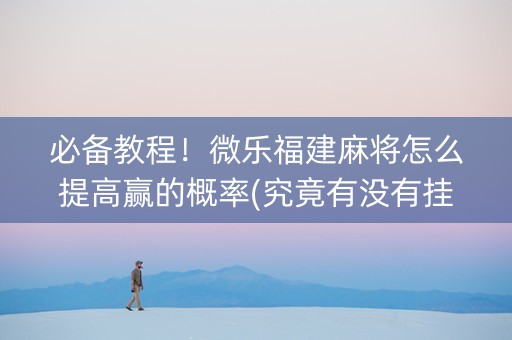 必备教程！微乐福建麻将怎么提高赢的概率(究竟有没有挂)
