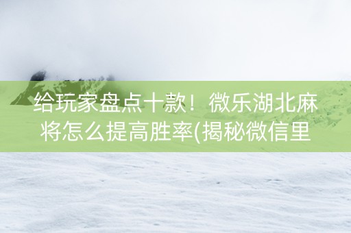 给玩家盘点十款！微乐湖北麻将怎么提高胜率(揭秘微信里自建房怎么赢)