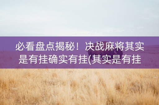 必看盘点揭秘！决战麻将其实是有挂确实有挂(其实是有挂的)
