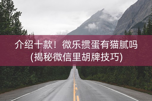 介绍十款！微乐掼蛋有猫腻吗(揭秘微信里胡牌技巧)