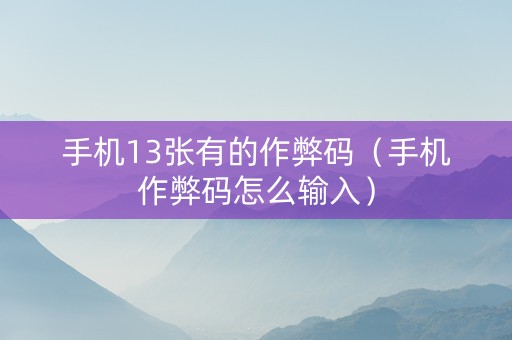 手机13张有的作弊码（手机作弊码怎么输入）