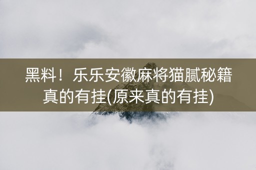 黑料！乐乐安徽麻将猫腻秘籍真的有挂(原来真的有挂)