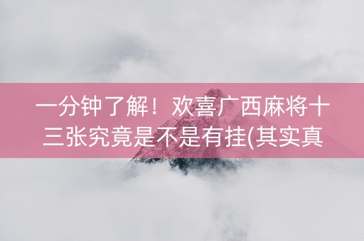 一分钟了解！欢喜广西麻将十三张究竟是不是有挂(其实真的有挂)