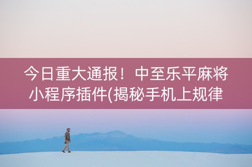 今日重大通报！中至乐平麻将小程序插件(揭秘手机上规律攻略)