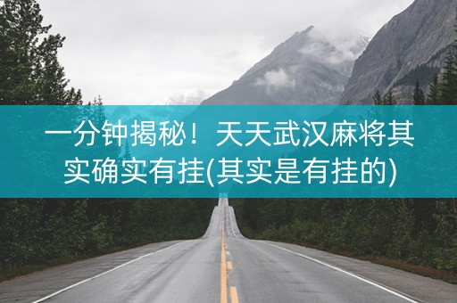 一分钟揭秘！天天武汉麻将其实确实有挂(其实是有挂的)