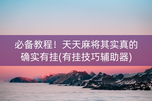 必备教程！天天麻将其实真的确实有挂(有挂技巧辅助器)