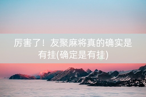 厉害了！友聚麻将真的确实是有挂(确定是有挂)