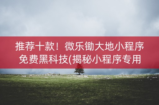 推荐十款！微乐锄大地小程序免费黑科技(揭秘小程序专用神器)