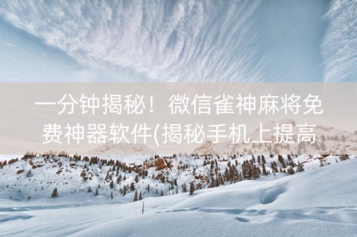一分钟揭秘！微信雀神麻将免费神器软件(揭秘手机上提高赢的概率)