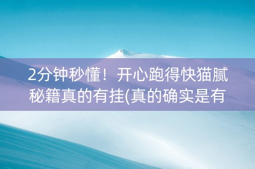 2分钟秒懂！开心跑得快猫腻秘籍真的有挂(真的确实是有挂)