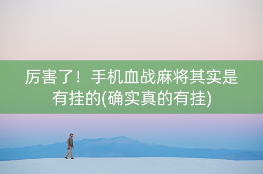 厉害了！手机血战麻将其实是有挂的(确实真的有挂)