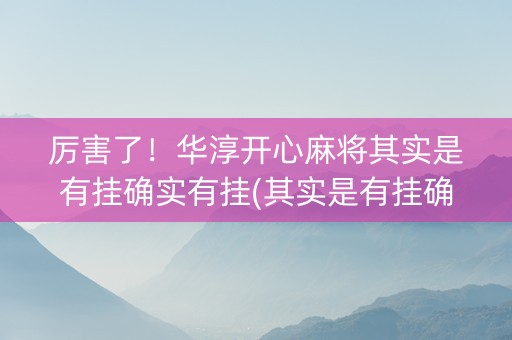 厉害了！华淳开心麻将其实是有挂确实有挂(其实是有挂确实有挂)