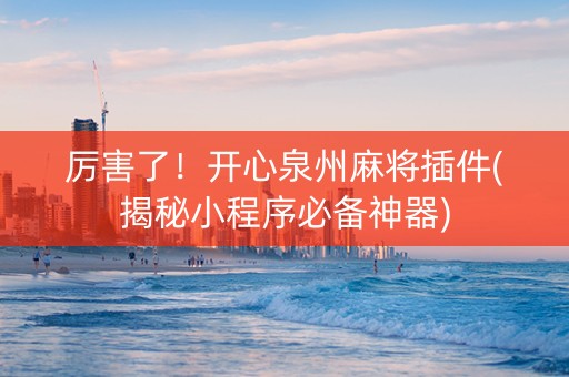 厉害了！开心泉州麻将插件(揭秘小程序必备神器)