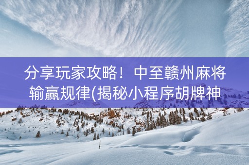 分享玩家攻略！中至赣州麻将输赢规律(揭秘小程序胡牌神器)