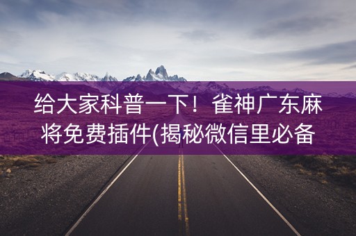给大家科普一下！雀神广东麻将免费插件(揭秘微信里必备神器)