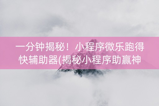 一分钟揭秘！小程序微乐跑得快辅助器(揭秘小程序助赢神器购买)