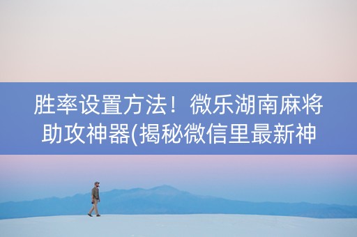 胜率设置方法！微乐湖南麻将助攻神器(揭秘微信里最新神器下载)
