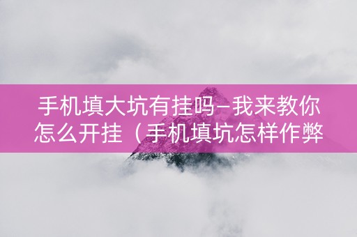 手机填大坑有挂吗—我来教你怎么开挂（手机填坑怎样作弊）