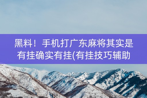 黑料！手机打广东麻将其实是有挂确实有挂(有挂技巧辅助器)