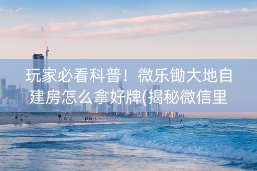 玩家必看科普！微乐锄大地自建房怎么拿好牌(揭秘微信里插件免费)