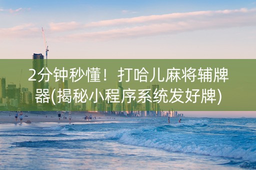 2分钟秒懂！打哈儿麻将辅牌器(揭秘小程序系统发好牌)