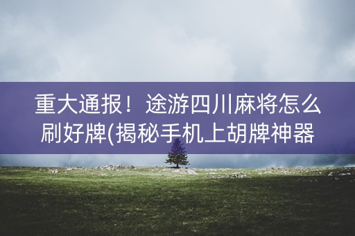 重大通报！途游四川麻将怎么刷好牌(揭秘手机上胡牌神器)