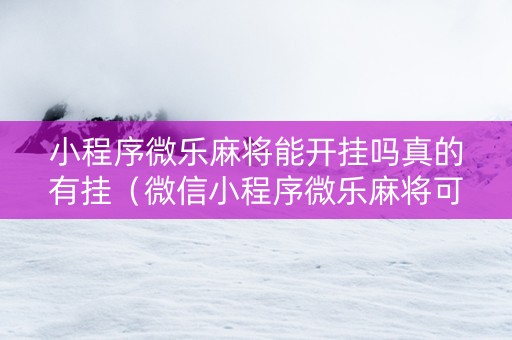 小程序微乐麻将能开挂吗真的有挂（微信小程序微乐麻将可以开挂吗）