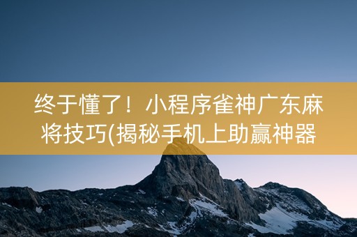 终于懂了！小程序雀神广东麻将技巧(揭秘手机上助赢神器)