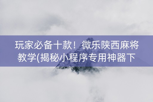 玩家必备十款！微乐陕西麻将教学(揭秘小程序专用神器下载)