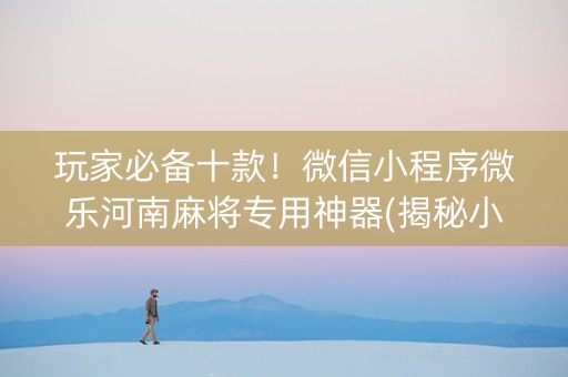 玩家必备十款！微信小程序微乐河南麻将专用神器(揭秘小程序助攻神器)