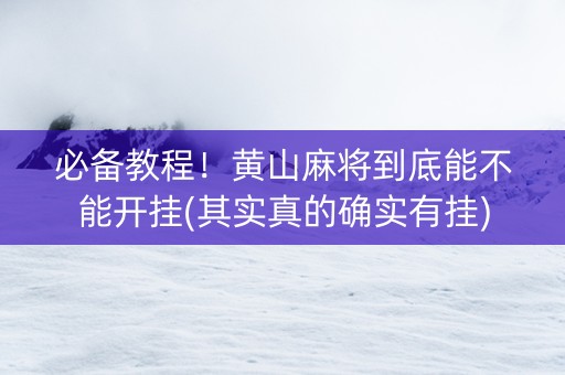 必备教程！黄山麻将到底能不能开挂(其实真的确实有挂)