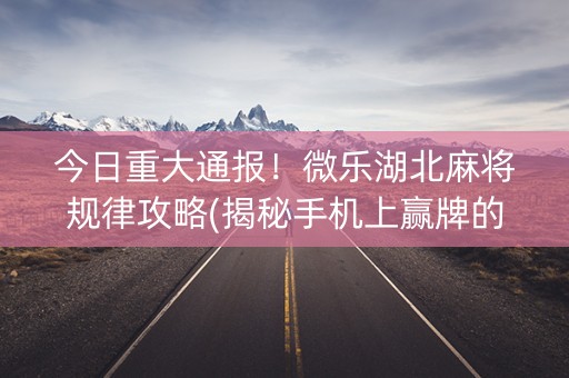 今日重大通报！微乐湖北麻将规律攻略(揭秘手机上赢牌的技巧)