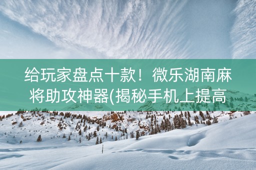 给玩家盘点十款！微乐湖南麻将助攻神器(揭秘手机上提高胜率)