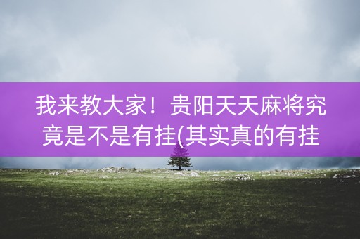 我来教大家！贵阳天天麻将究竟是不是有挂(其实真的有挂)