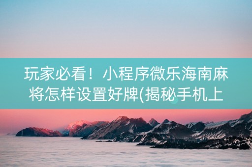 玩家必看！小程序微乐海南麻将怎样设置好牌(揭秘手机上助手软件)