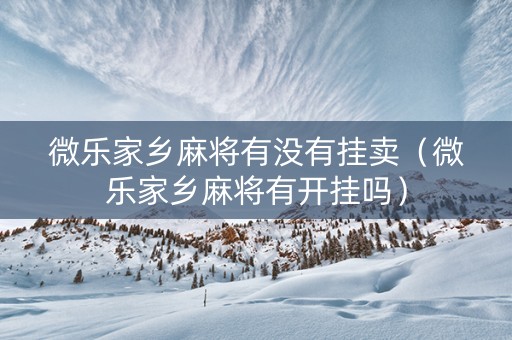 微乐家乡麻将有没有挂卖（微乐家乡麻将有开挂吗）