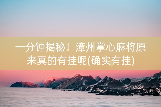 一分钟揭秘！漳州掌心麻将原来真的有挂呢(确实有挂)