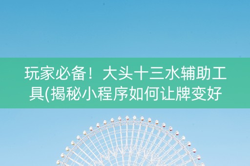 玩家必备！大头十三水辅助工具(揭秘小程序如何让牌变好)