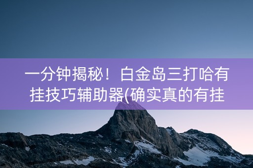 一分钟揭秘！白金岛三打哈有挂技巧辅助器(确实真的有挂)
