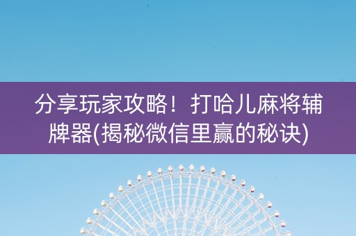 分享玩家攻略！打哈儿麻将辅牌器(揭秘微信里赢的秘诀)