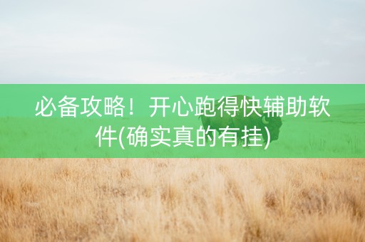 必备攻略！开心跑得快辅助软件(确实真的有挂)