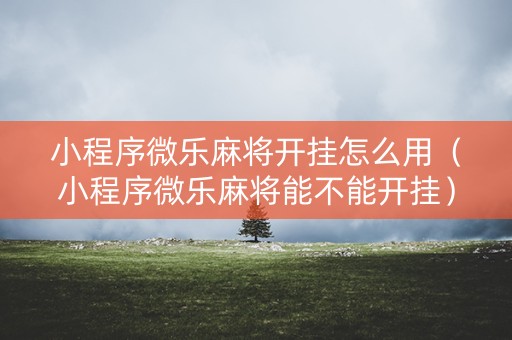 小程序微乐麻将开挂怎么用（小程序微乐麻将能不能开挂）