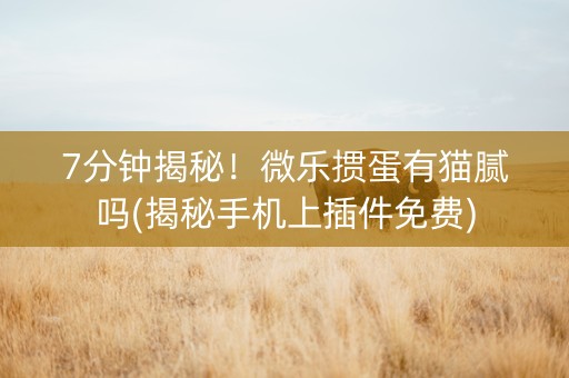 7分钟揭秘！微乐掼蛋有猫腻吗(揭秘手机上插件免费)