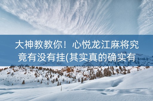 大神教教你！心悦龙江麻将究竟有没有挂(其实真的确实有挂)